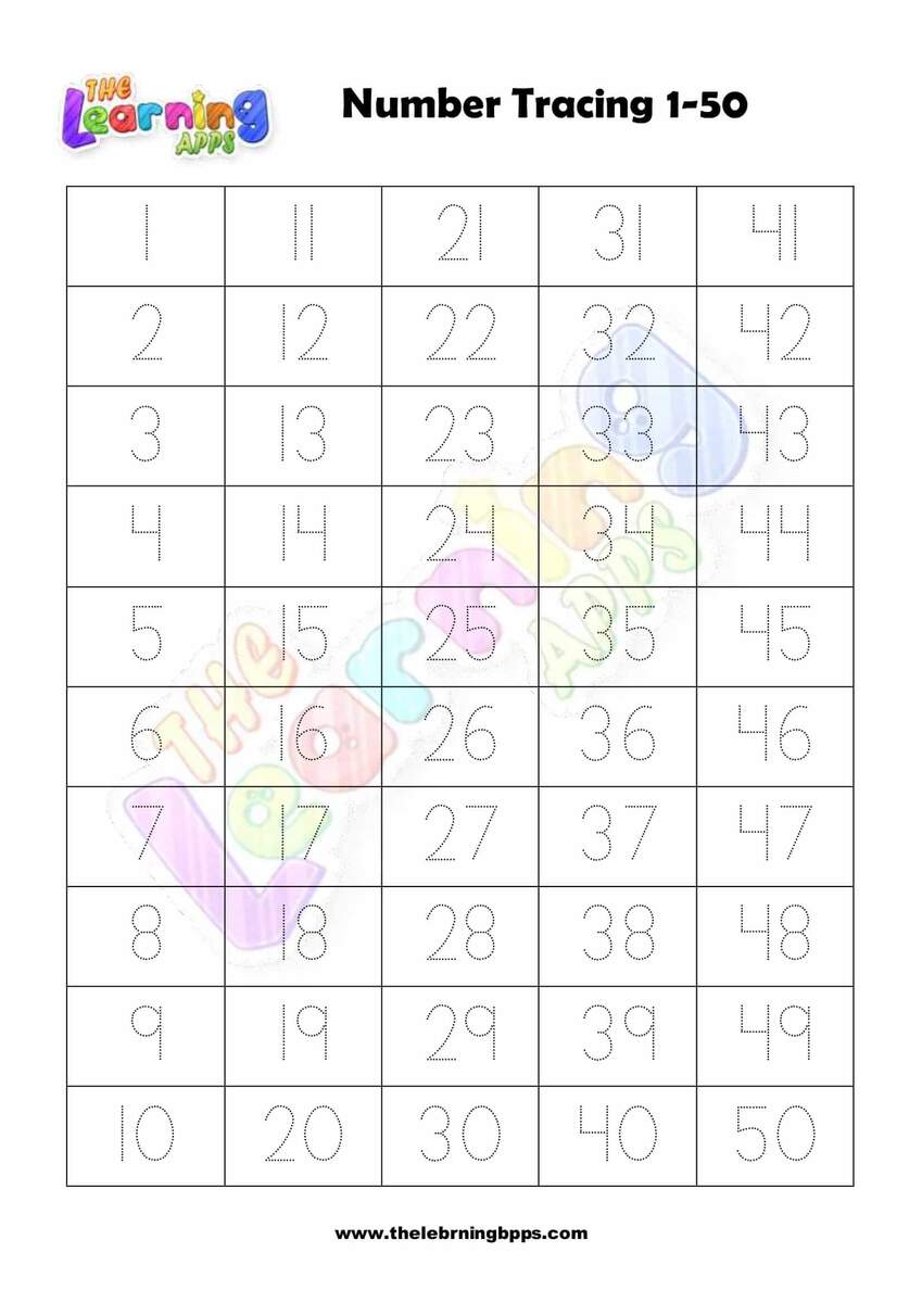 Number 1 50 Worksheet 12 Free PDF Printables Printablee
