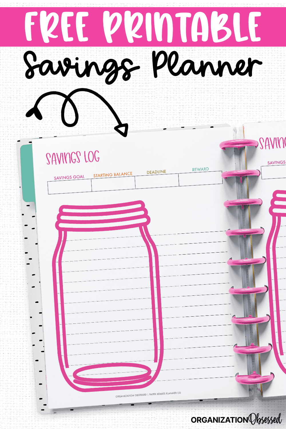 Free Printable Savings Planner Organization Obsessed Free Printable Savings Planner Organization Obsessed