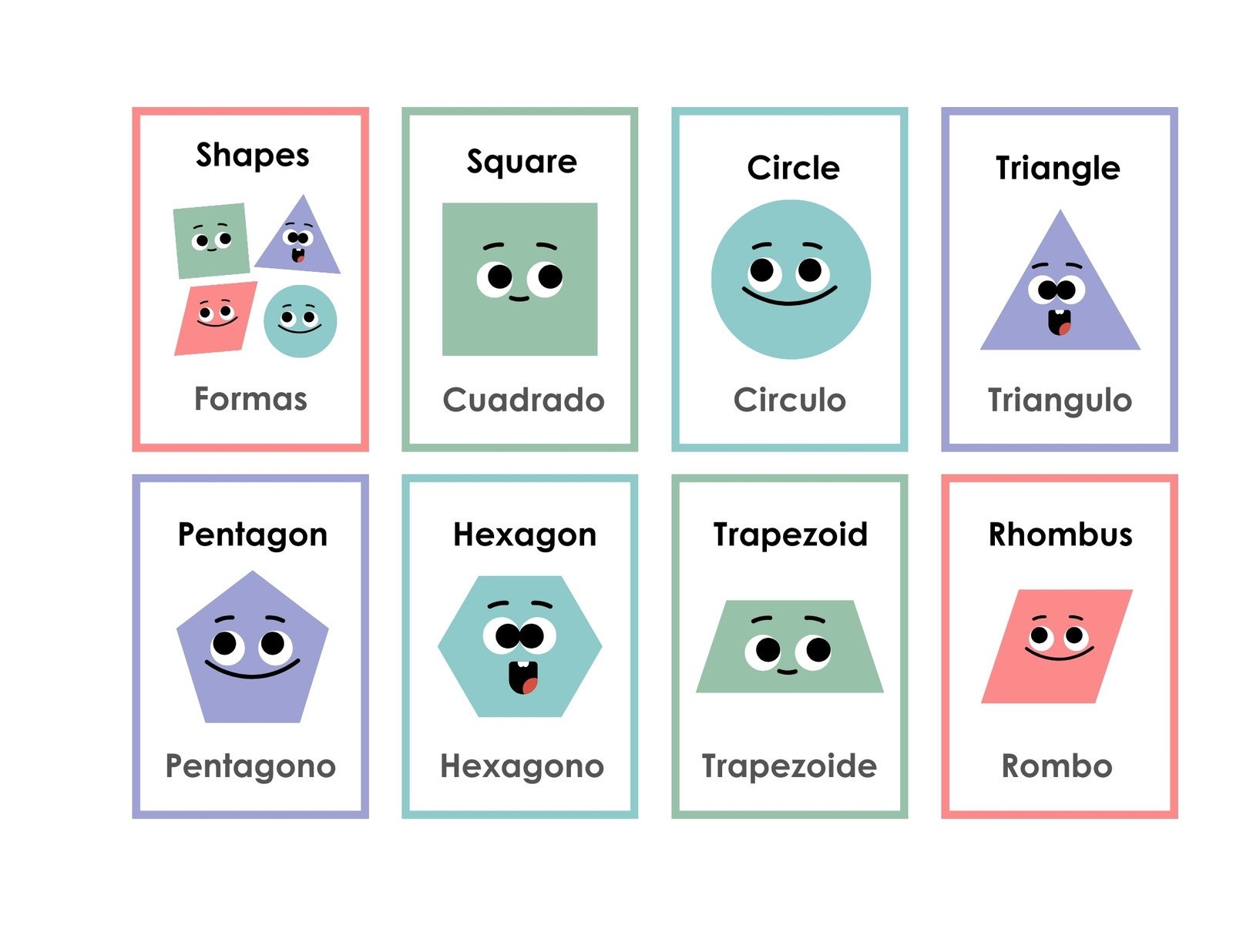 Free Printable Shapes Flashcards Templates Canva