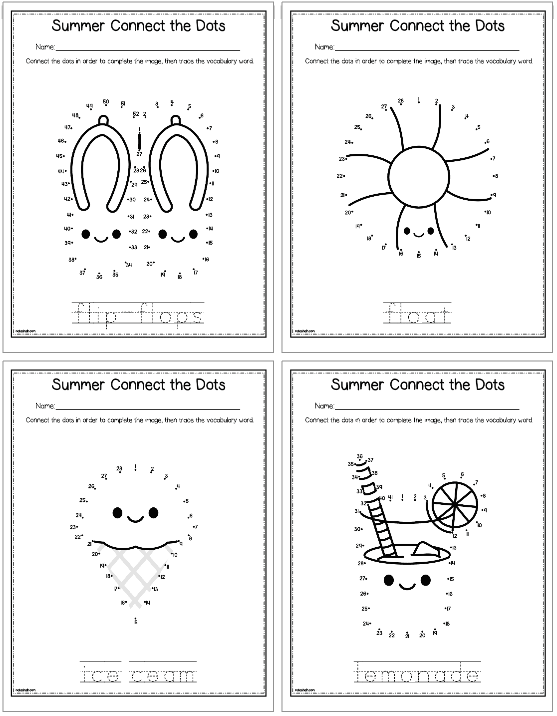 Free Printable Summer Connect The Dots Worksheets The Artisan Life