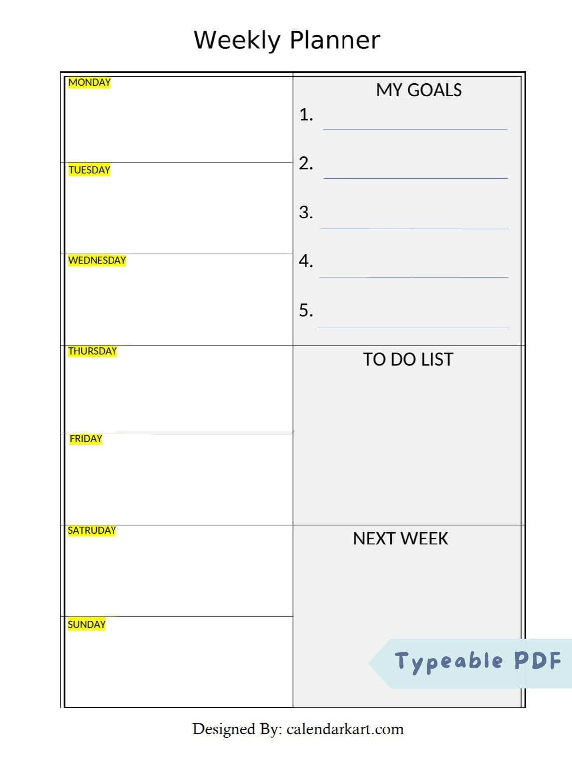 Free Printable Weekly Planner Templates CalendarKart Free Printable Weekly Planner Templates CalendarKart