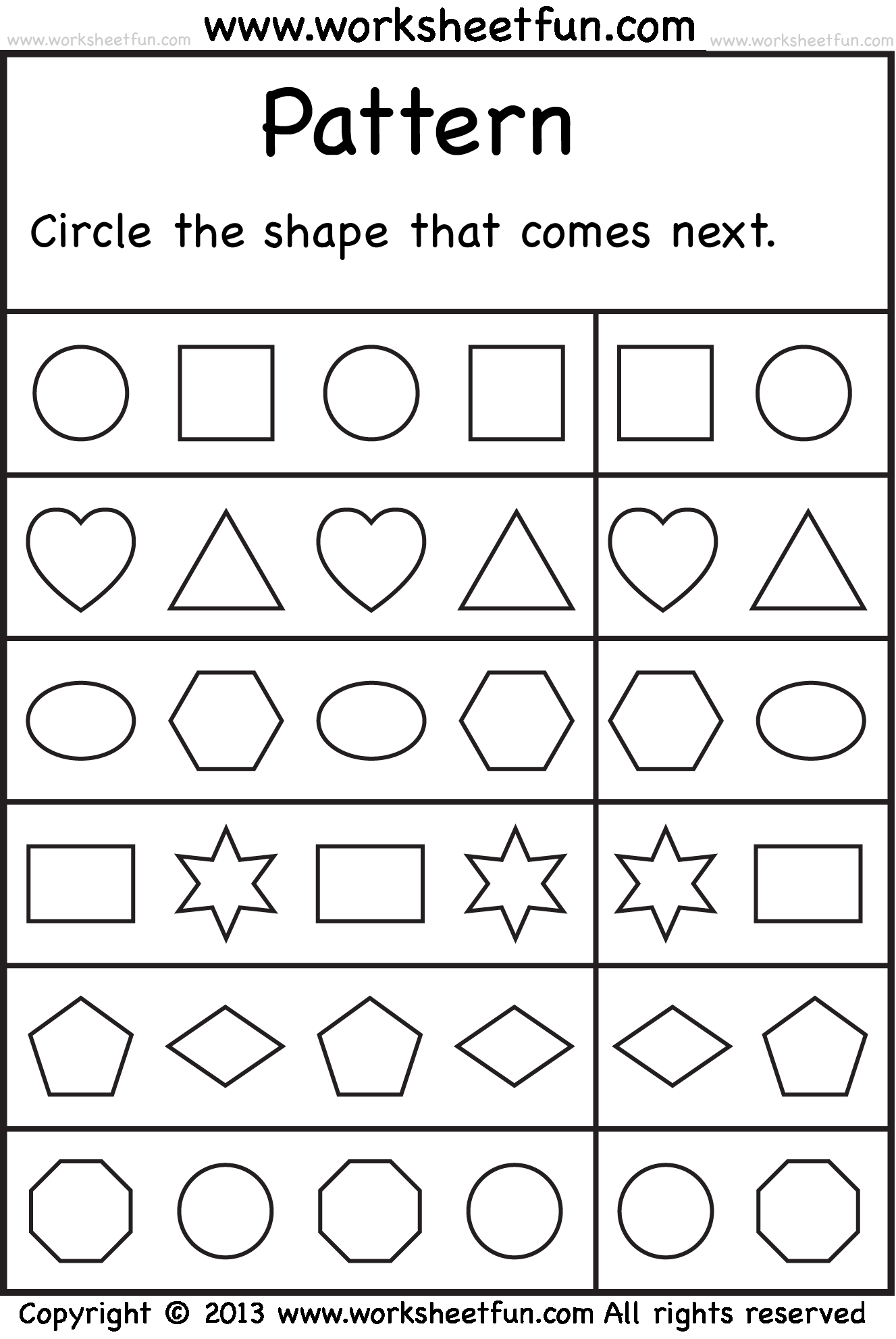 FREE Printable Worksheets Pattern Worksheets For Kindergarten Worksheets Library