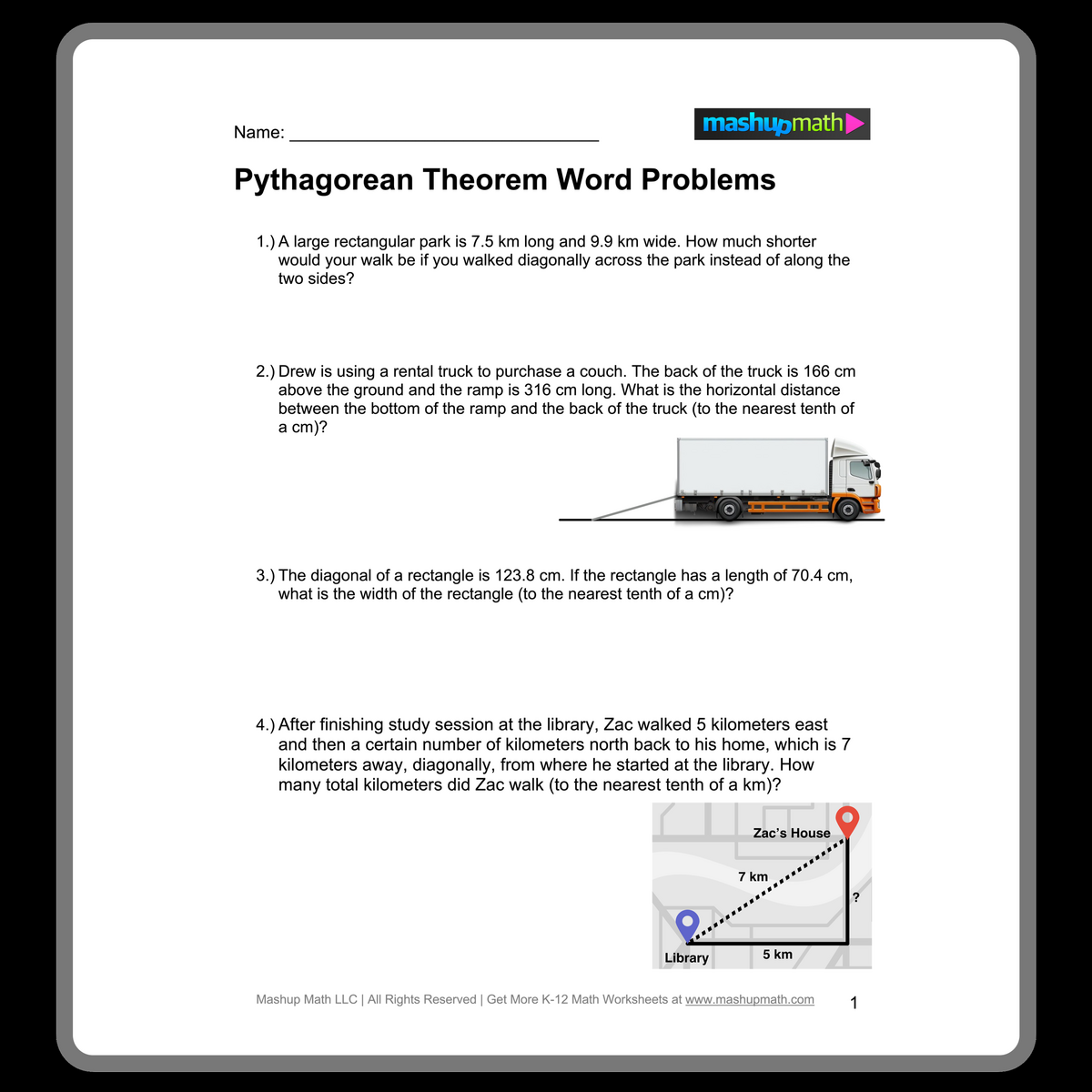 Free Pythagorean Theorem Worksheets With Answers Mashup Math