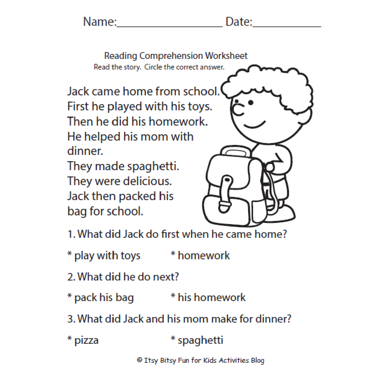 Reading Worksheet For Grade 1 Teaching Resources