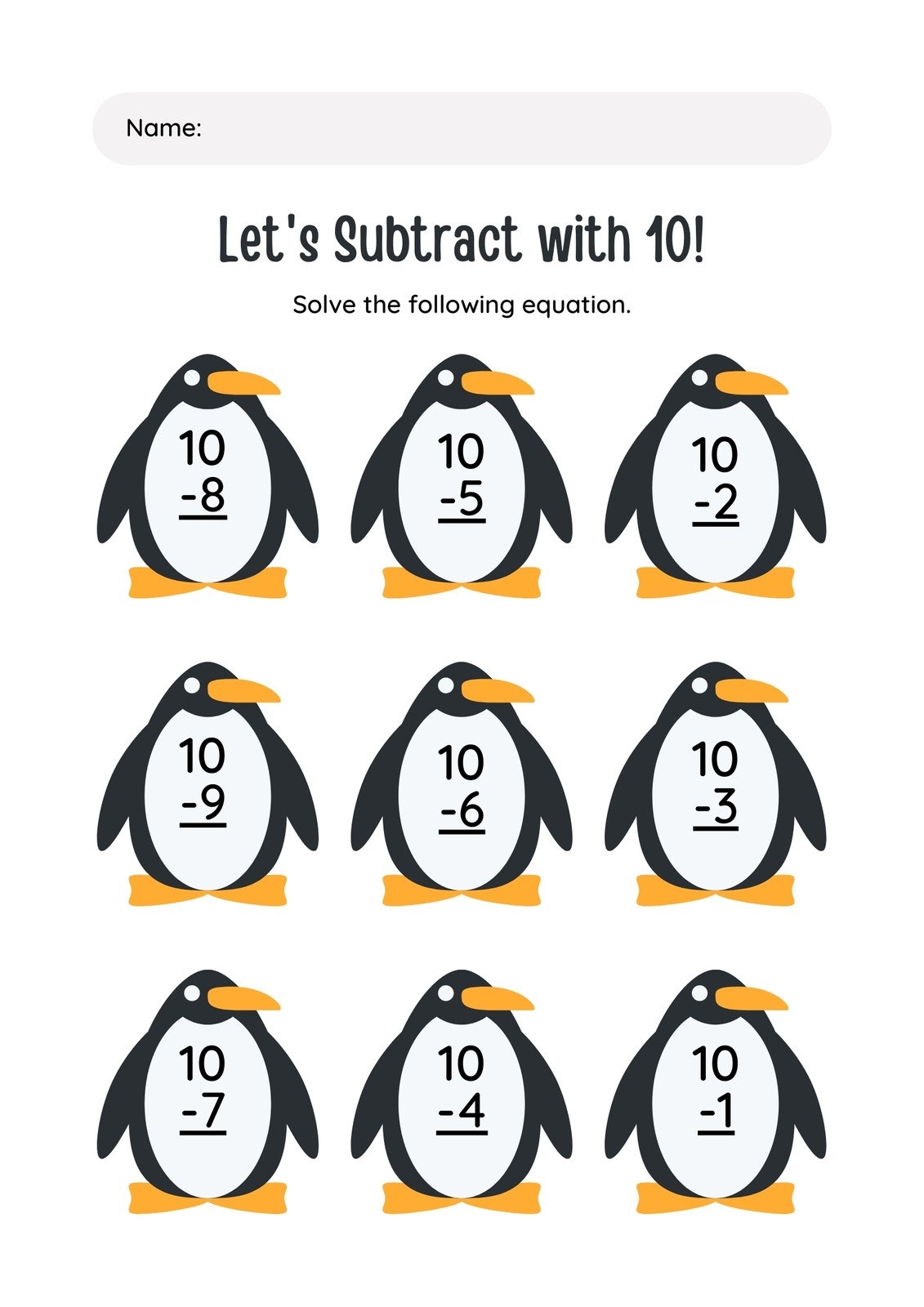 Free Subtraction Worksheet Templates To Edit And Print Canva Free Subtraction Worksheet Templates To Edit And Print Canva