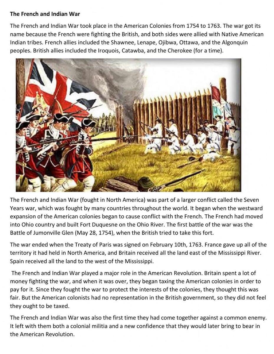 French Indian War Worksheet Worksheets Library