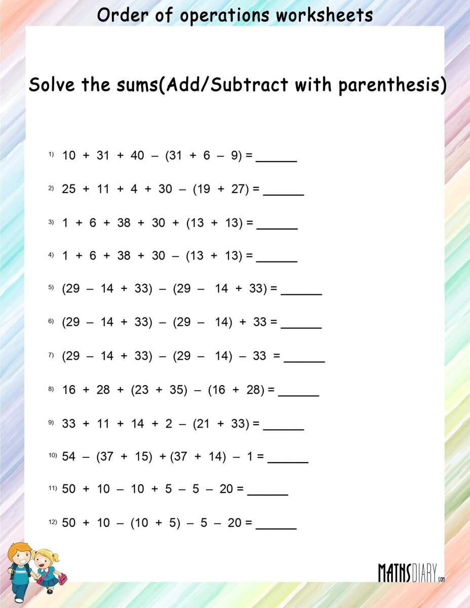 Four Math Operations Worksheet Worksheets Library