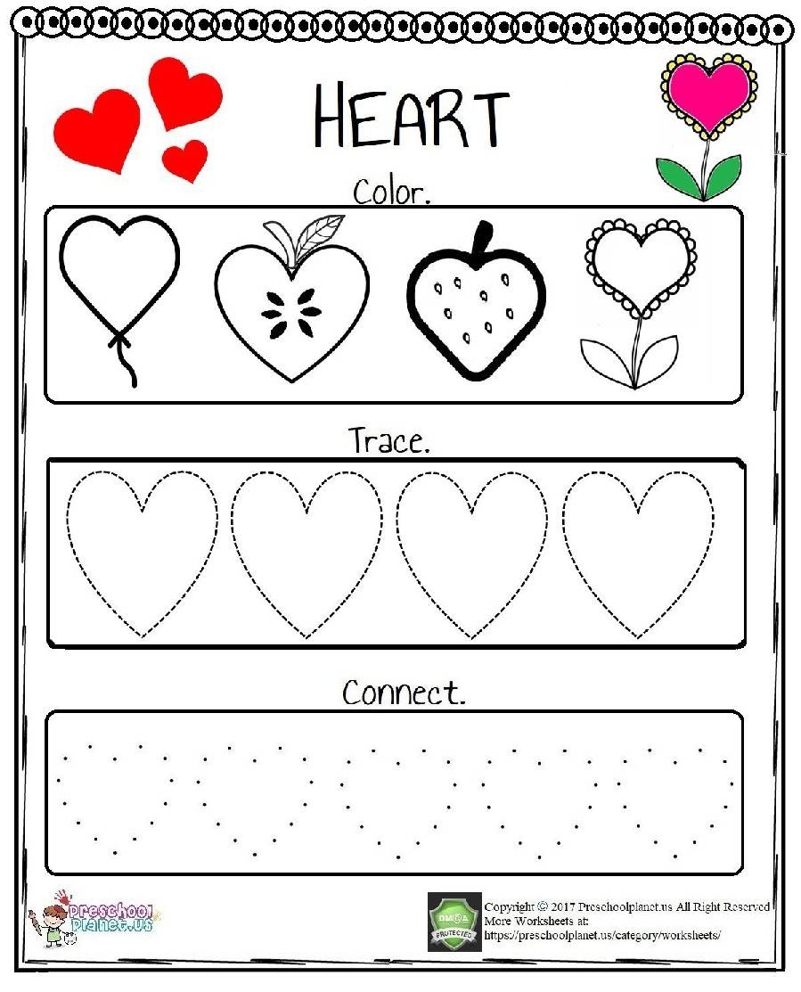 FREE Printable Heart Shape Worksheets For Preschool