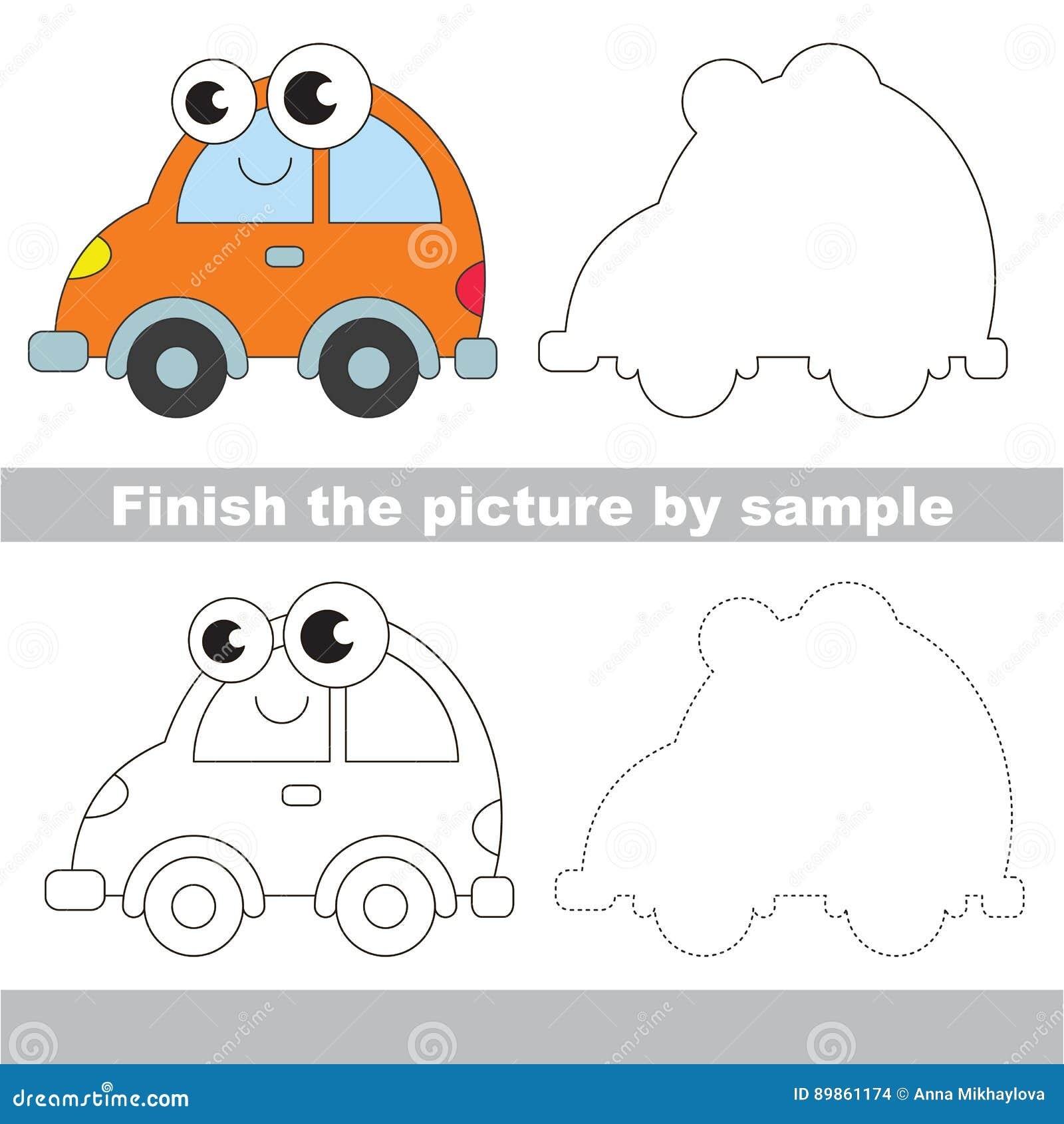 Funny Car Drawing Worksheet Stock Vector Illustration Of Funny Sheet 89861174