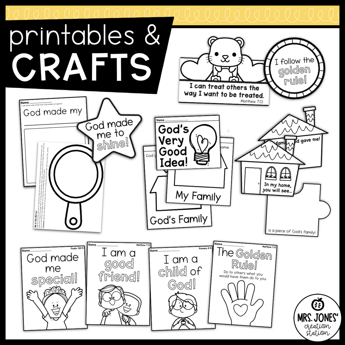 God Made Me Bible Unit For Preschool Kindergarten MJCS 7 Days Of Creation Bible Story Worksheets Bible Lessons Preschool Kindergarten Dandelion Marketplace