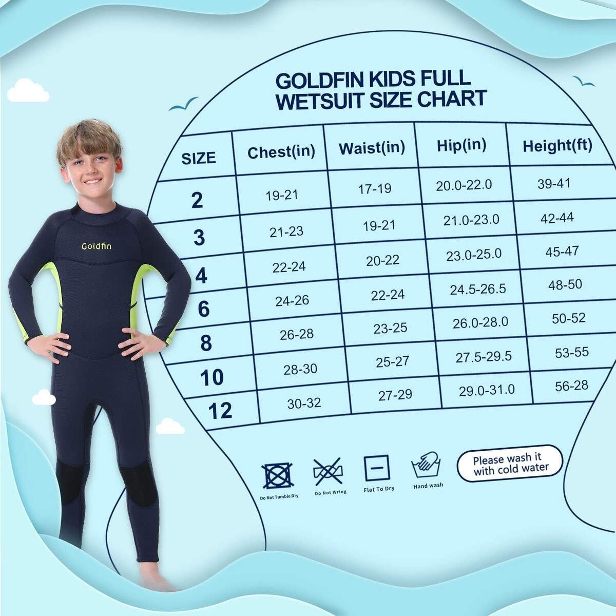 Goldfin Kids Wetsuit For Boys Girls 3mm Neoprene Fullsuit Back Zip For Toddler Y EBay
