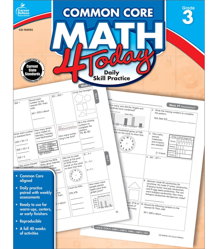 Grade 3 Common Core Math 4 Today Workbook Paperback Worksheets Library