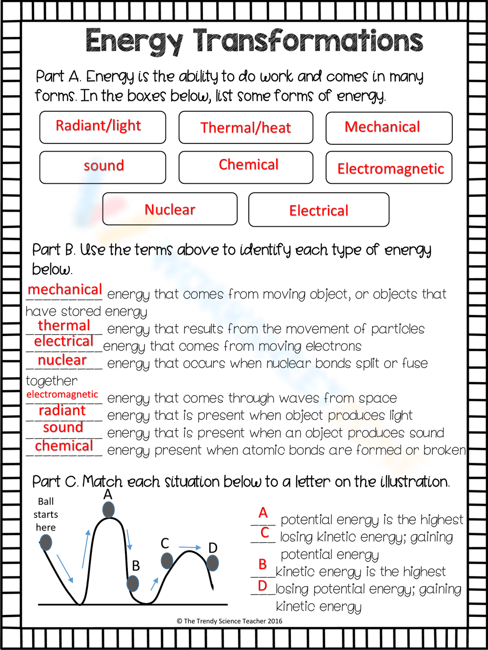 Grade 5 Forms Of Energy Worksheets Printable