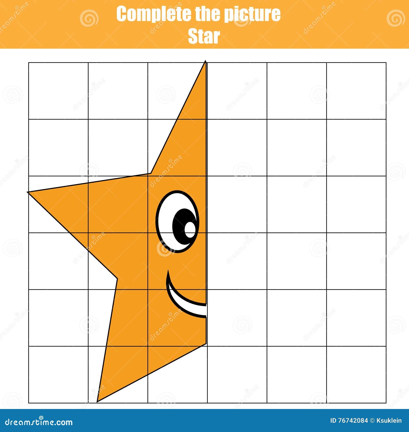 Grid Copy Game Complete The Picture Children Coloring Page Kids Activity Sheet With Star Shape Stock Vector Illustration Of Activity Games 76742084