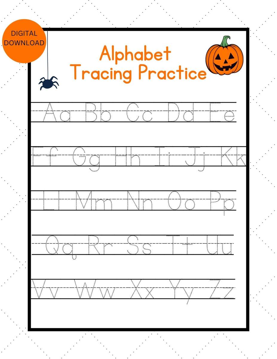 Halloween Alphabet Tracing Worksheets A Z ABC Tracing Worksheet Handwriting ABC Tracing Printable Abc Worksheet Etsy