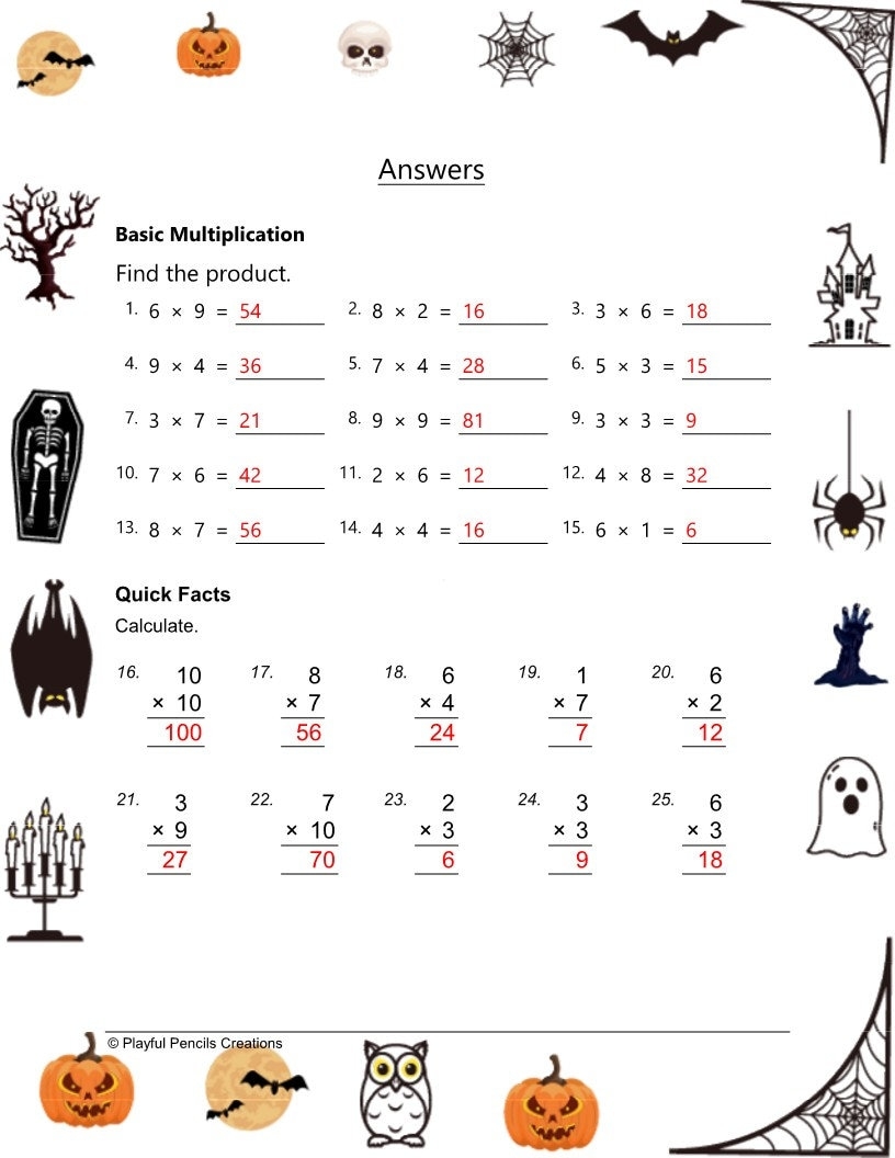 Halloween Multiplication Math Games NO PREP Printable Worksheets Digital Resource Etsy Israel