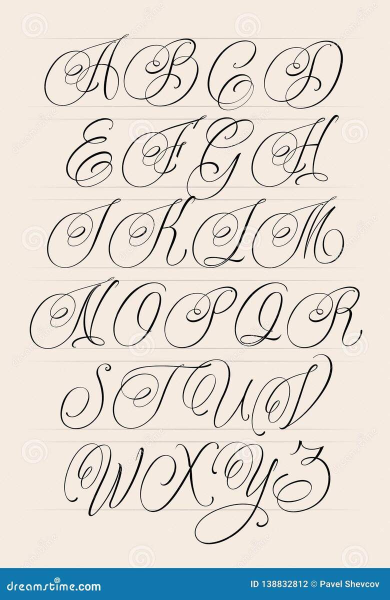 Handwritten Calligraphy Font Stock Vector Illustration Of Cursive Italics 138832812