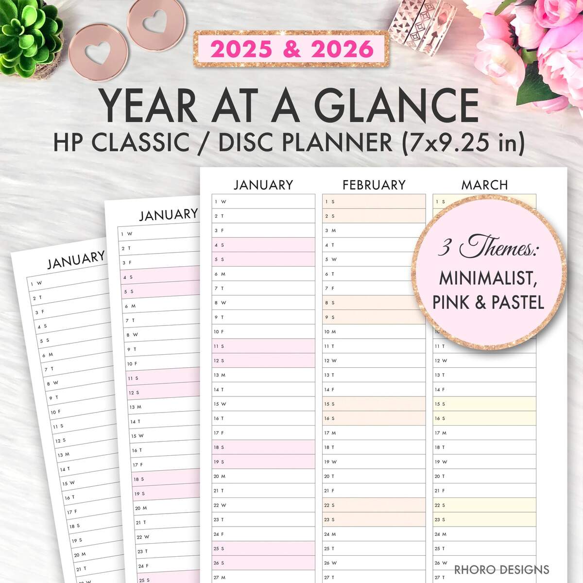 Happy Planner Printable 2025 2026 Year At A Glance Classic Happy Planner Inserts Happy Planner Printable Inserts 2025 2026 Calendar Dated Etsy