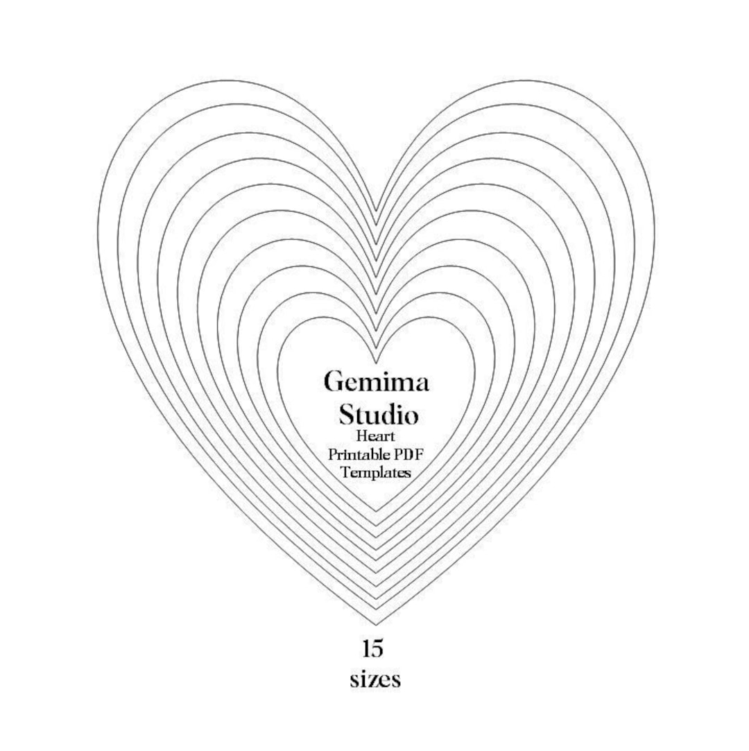 Heart Templates In 15 Sizes PDF Download Etsy Israel Heart Templates In 15 Sizes PDF Download Etsy Israel