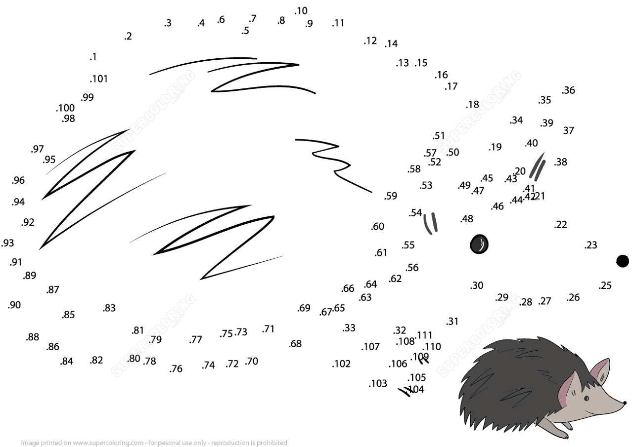 Hedgehog Dot To Dot Coloring Page Free Printable Hedgehog Dot To Dot Coloring Page Free Printable