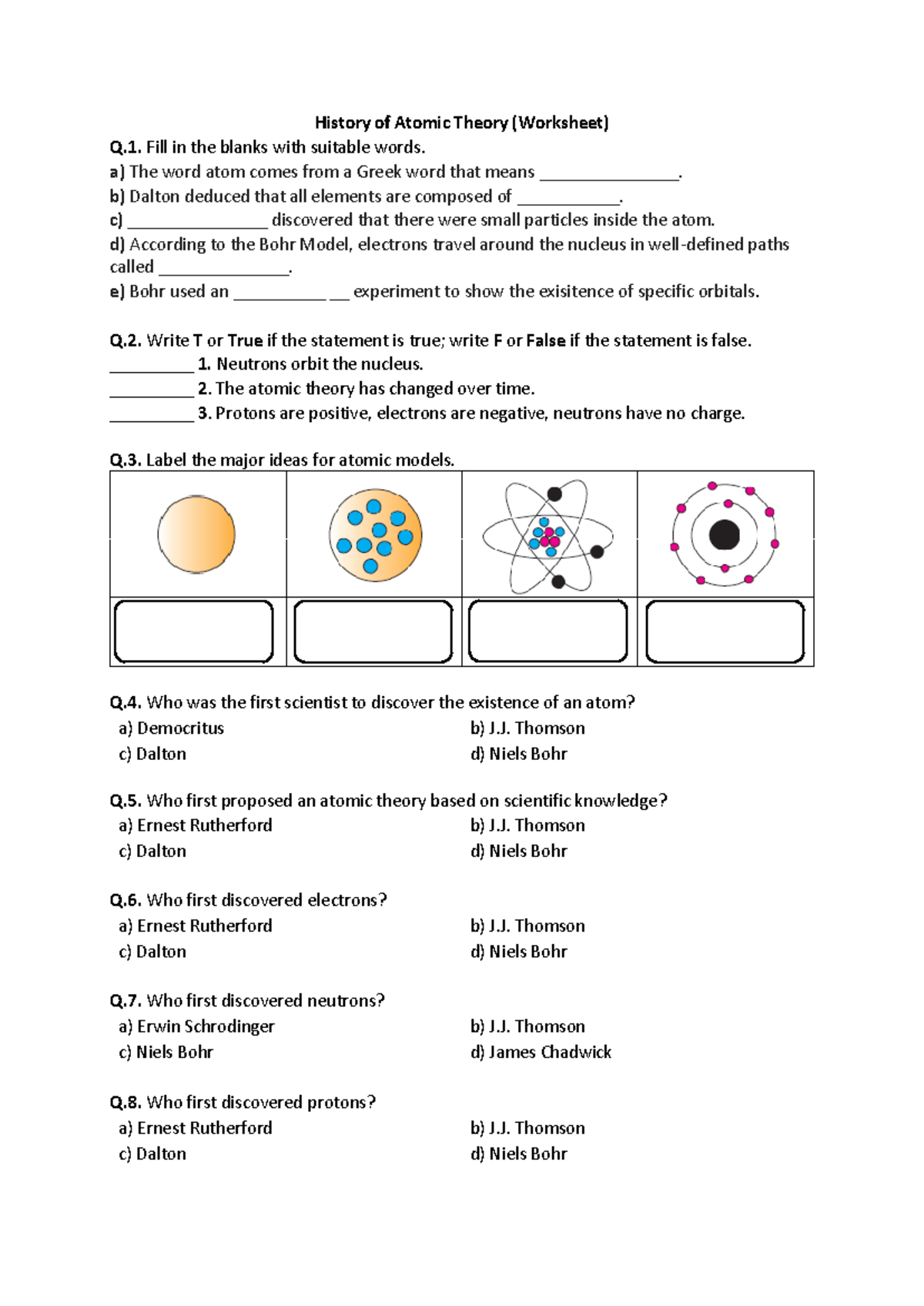 HIST 101 History Of Atomic Theory Worksheet Solutions Studocu History Of The Atom Timeline Worksheet Key Exercises Chemistry Docsity