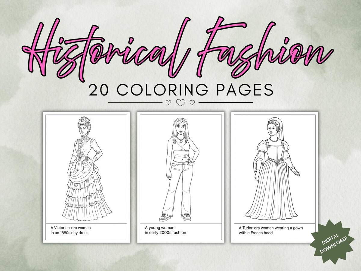 Historical Dress Coloring Book For Kids Fun Fashion History Printable PDF Etsy Historical Dress Coloring Book For Kids Fun Fashion History Printable PDF Etsy