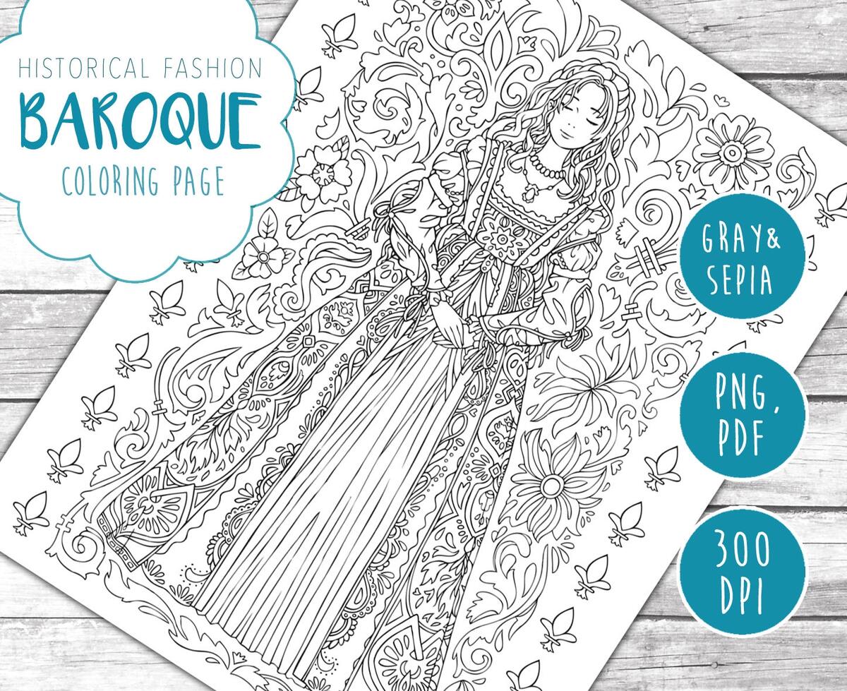 Historical Fashion Coloring Page For Adults Printable Coloring Pages Digital Download Hand Drawn Woman Illustration To Color Gray Sepia Etsy Amazon Historical Fashion Coloring Book The 5000 Year Journey Of Western Fashion History From Ancient Egypt To Late 20th Century 9798356822391 T S Meena Manee Books