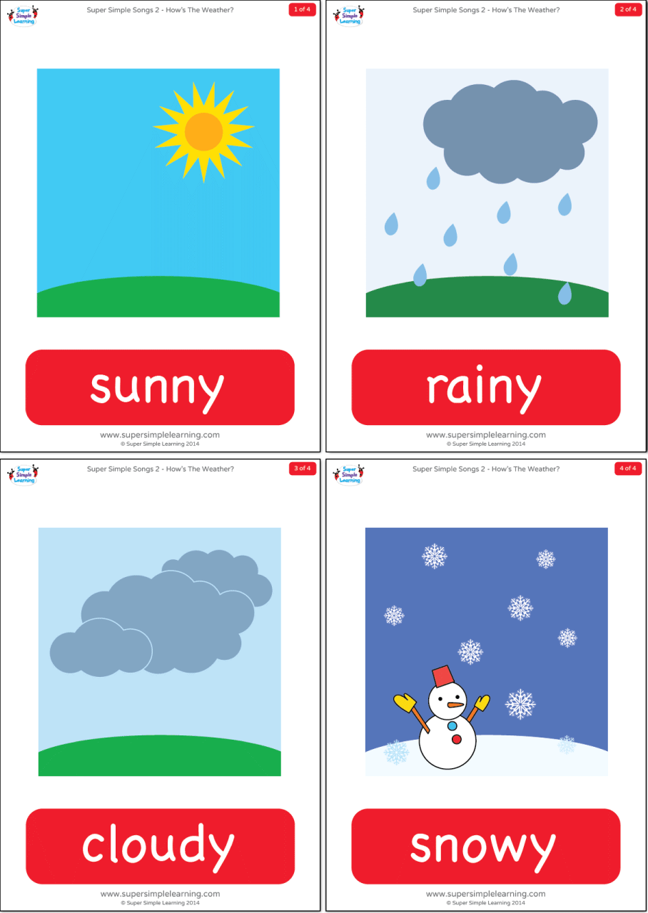 How S The Weather Flashcards Super Simple How S The Weather Flashcards Super Simple
