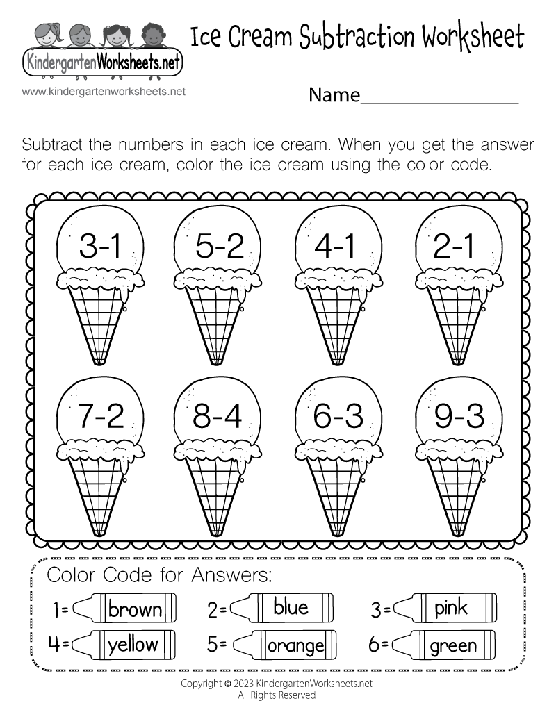 Subtraction Worksheets For Kindergarten