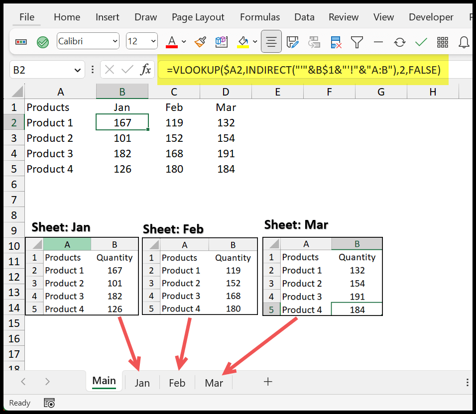 Indirect With VLOOKUP Excel Formula Indirect With VLOOKUP Excel Formula