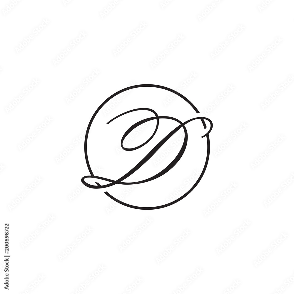 Initial Letter D Logo Script Circle Black Stock Vector Adobe Stock
