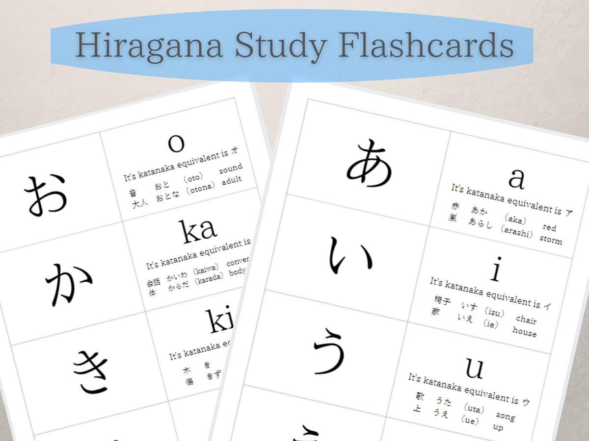 Japanese Hiragana Study Flashcards Digital Download Printable PDF Etsy