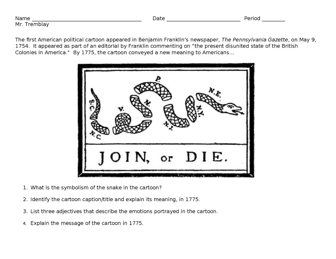 Join Or Die Political Cartoon Analysis Assignments History Docsity Join Or Die Political Cartoon Analysis Assignments History Docsity