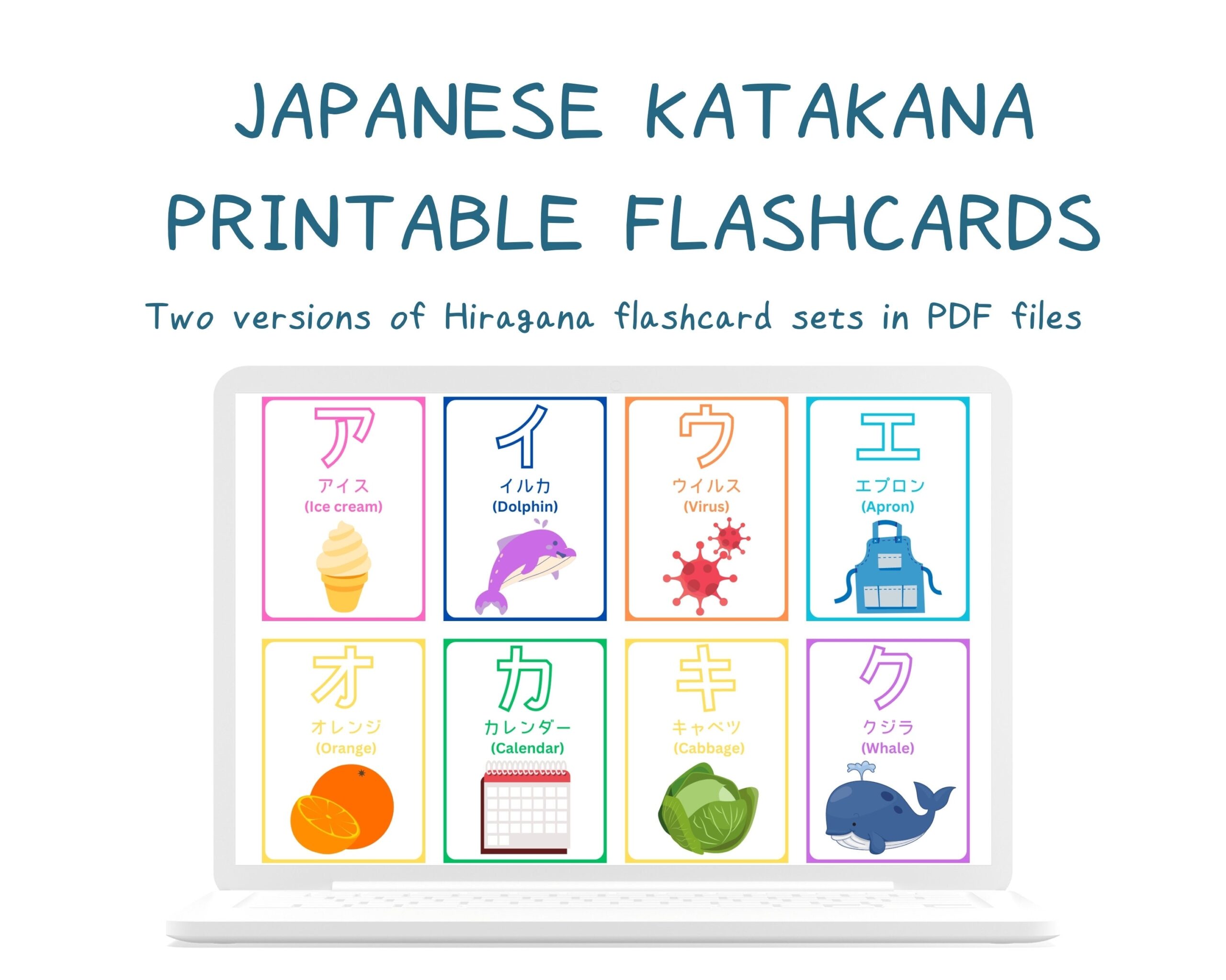 Katakana Flashcards Japanese Alphabet Learning Cards PDF Download Etsy