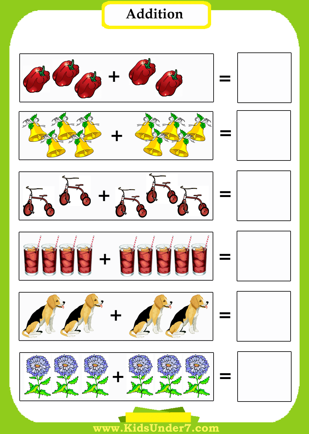 Kids Under 7 Addition Worksheets Kids Under 7 Addition Worksheets