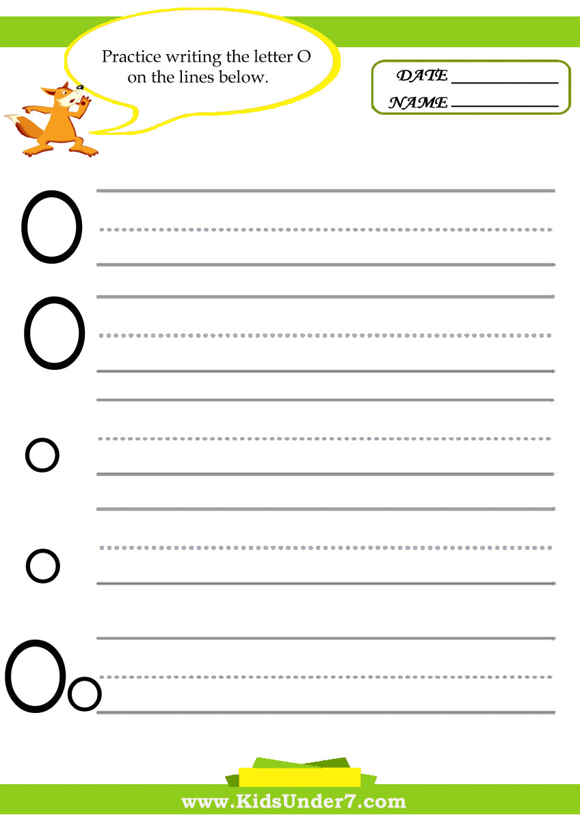 Kids Under 7 Letter O Practice Writing Worksheet Kids Under 7 Letter O Practice Writing Worksheet