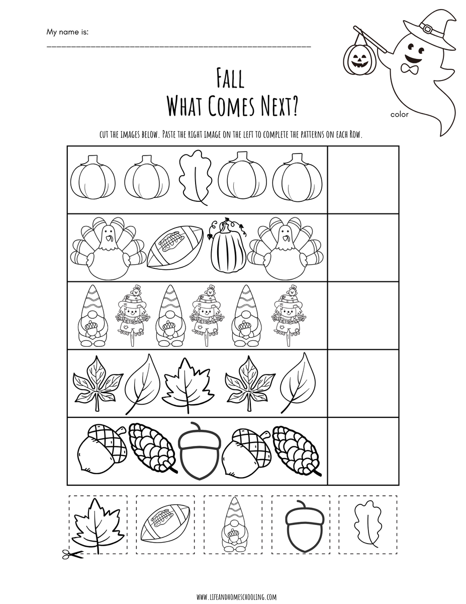 Kindergarten Fall Pattern Worksheet Made By Teachers
