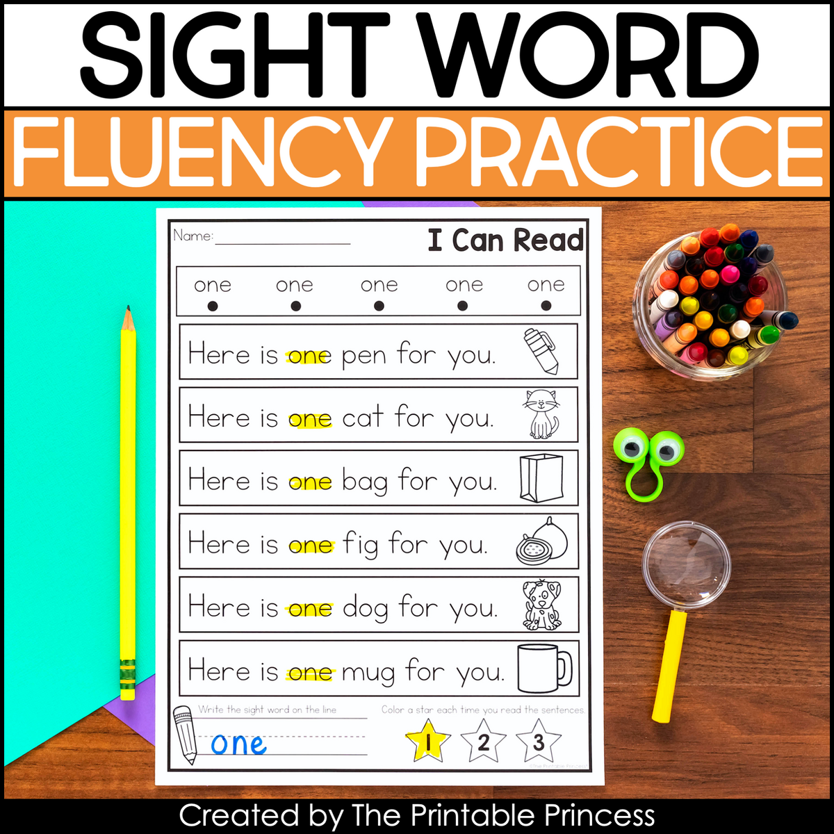 Kindergarten Sight Word Fluency Practice The Printable Princess