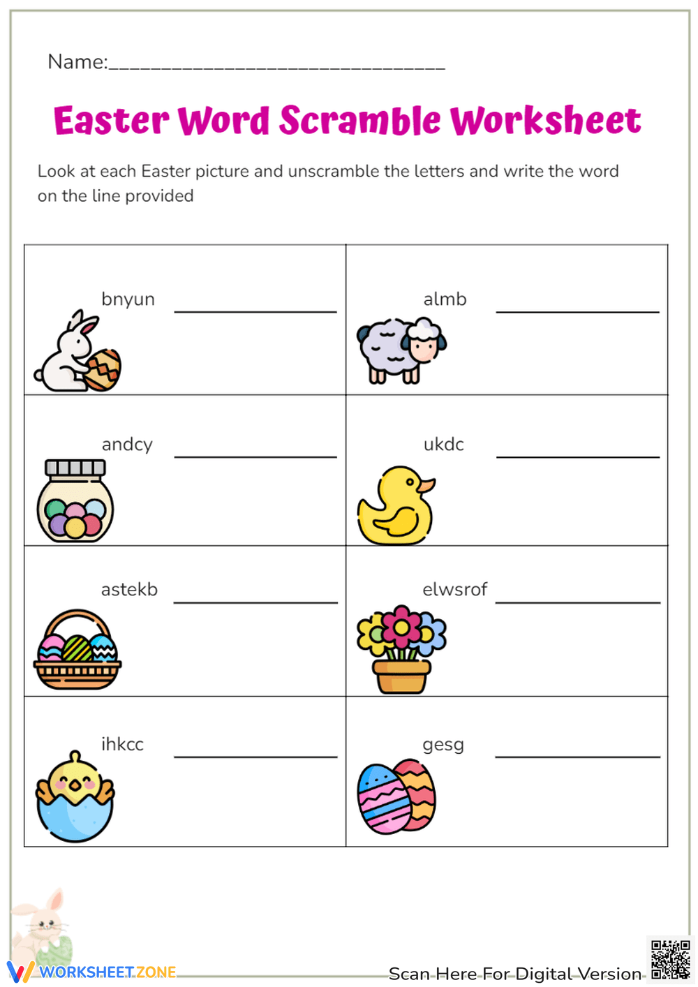 Kindergarten Word Scramble Worksheets Printable