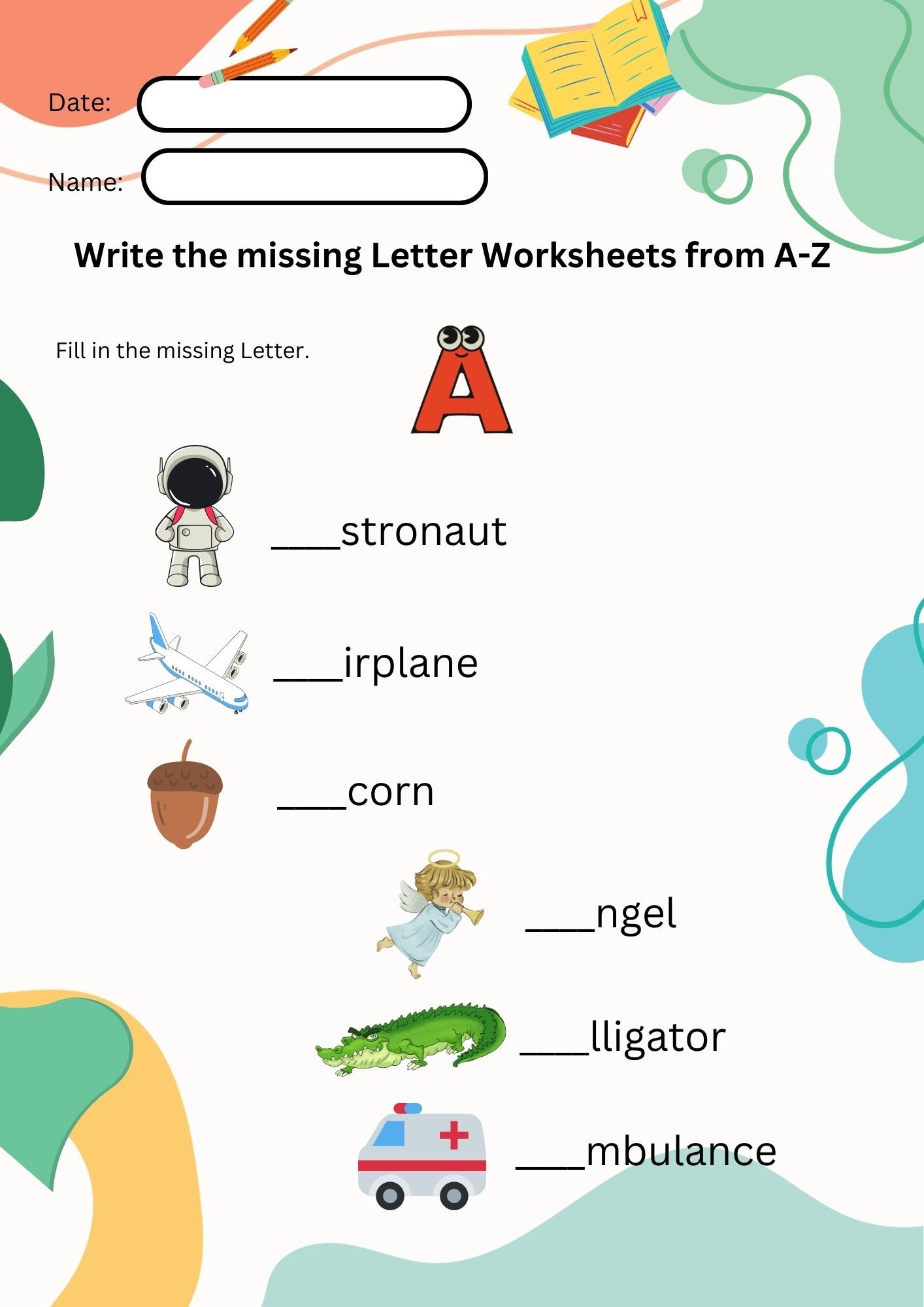 Kindergarten Worksheet I Fill In Missing Letter By Margie Moriones21 Raket PH