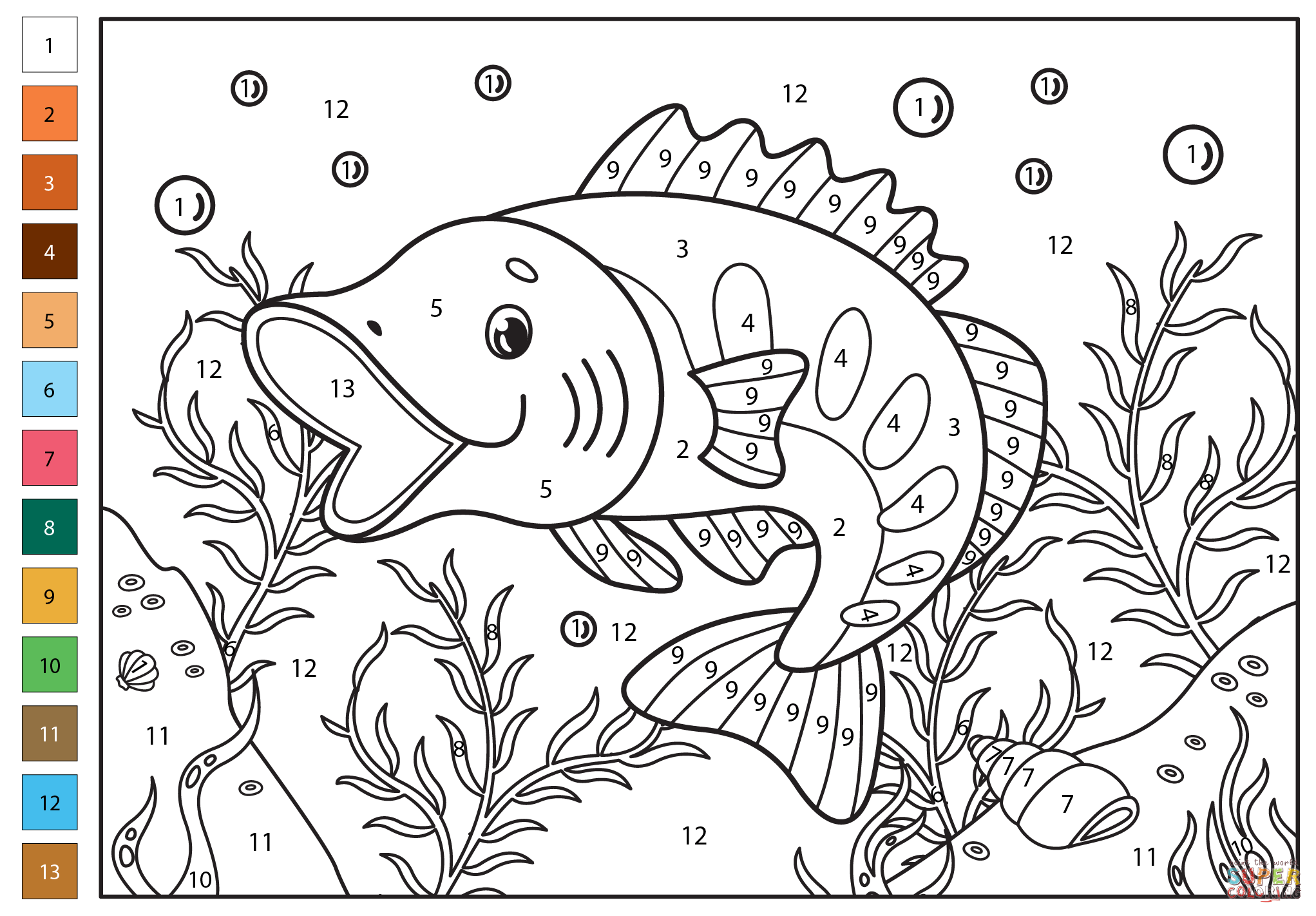 Coloring Page Fish Character Color By Stock Vector Royalty Free 599548400 Shutterstock