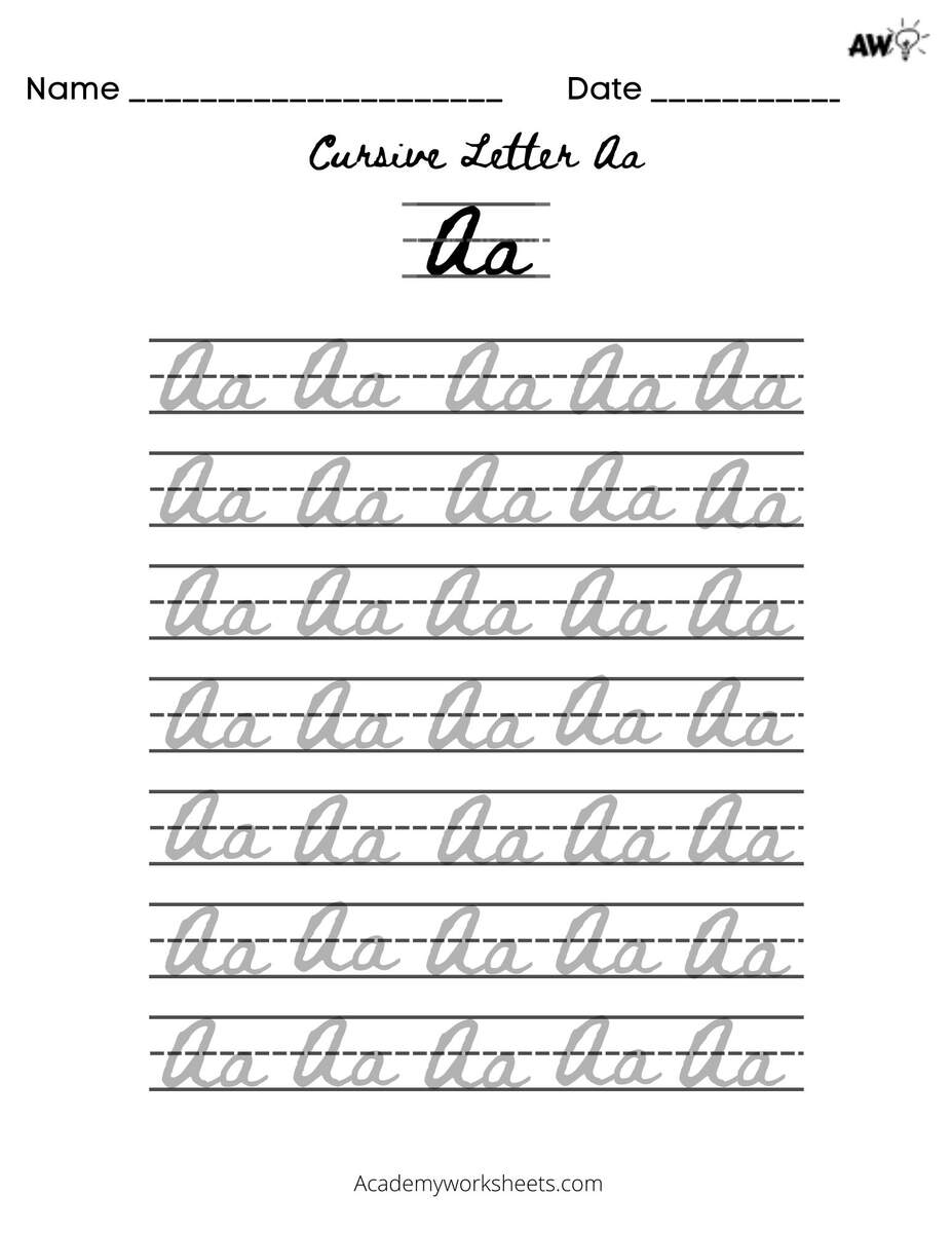 Learn To Write Cursive Letter A A Simple Steps For Success Academy Worksheets
