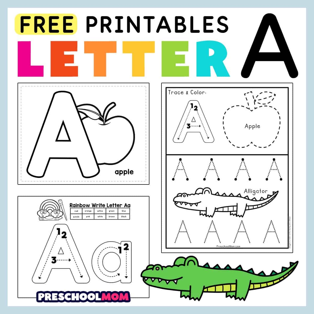 Free Letter A Worksheets For Preschool Kindergarten Fun With Mama