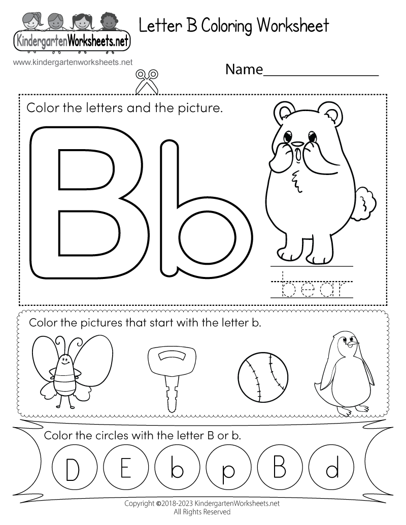 Letter B Coloring Worksheet Free Printable Digital PDF Letter B Free Worksheets TeachersMag