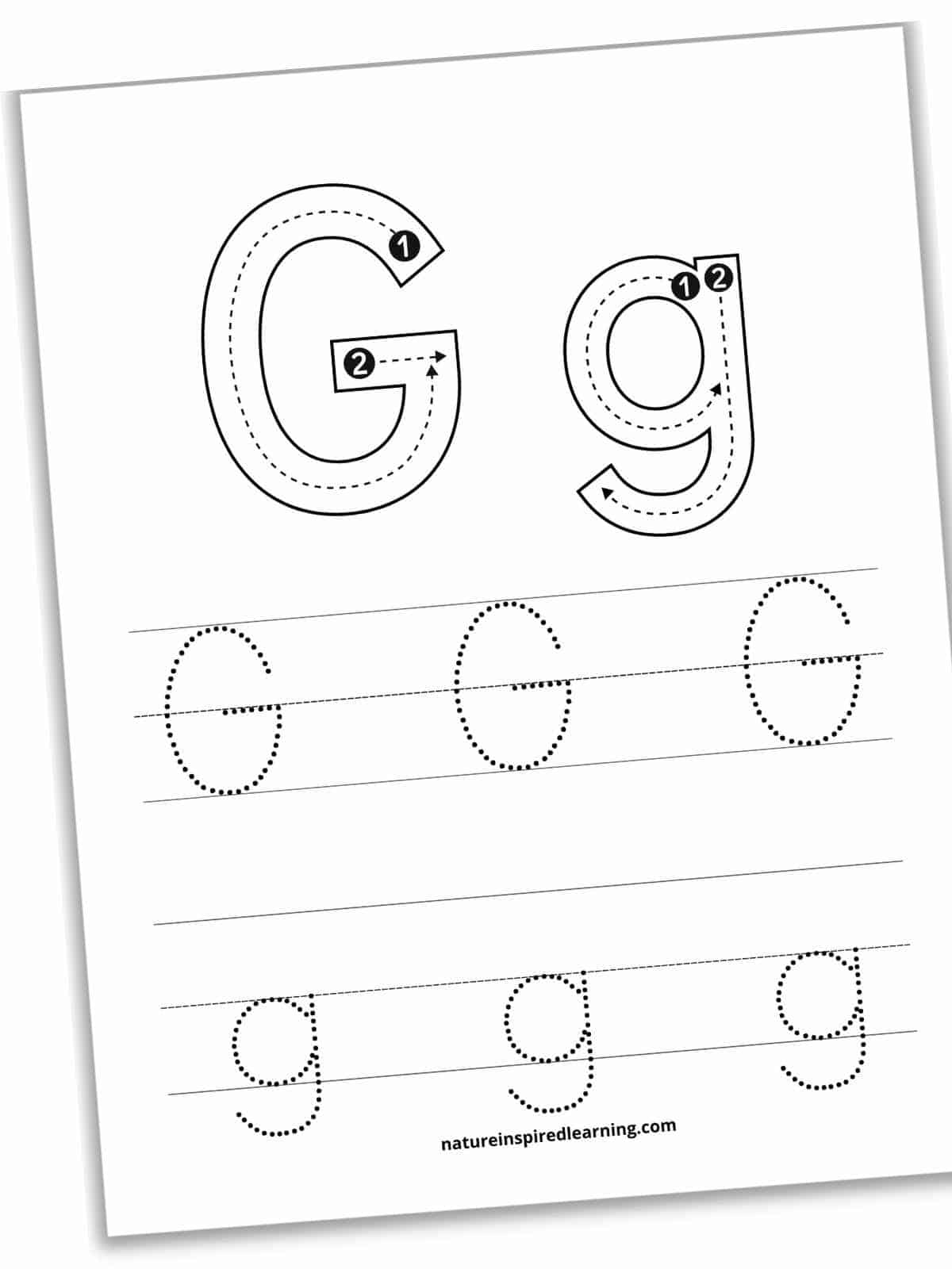 Letter G Tracing Worksheets Free Nature Inspired Learning Uppercase Letter G Tracing Worksheet Doozy Moo