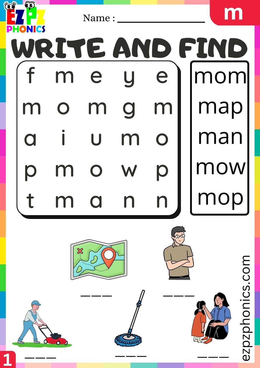 Letter M Write And Find Beginning Sounds Worksheet Ezpzphonics Group2 Letter M Write And Find Beginning Sounds Worksheet Ezpzphonics