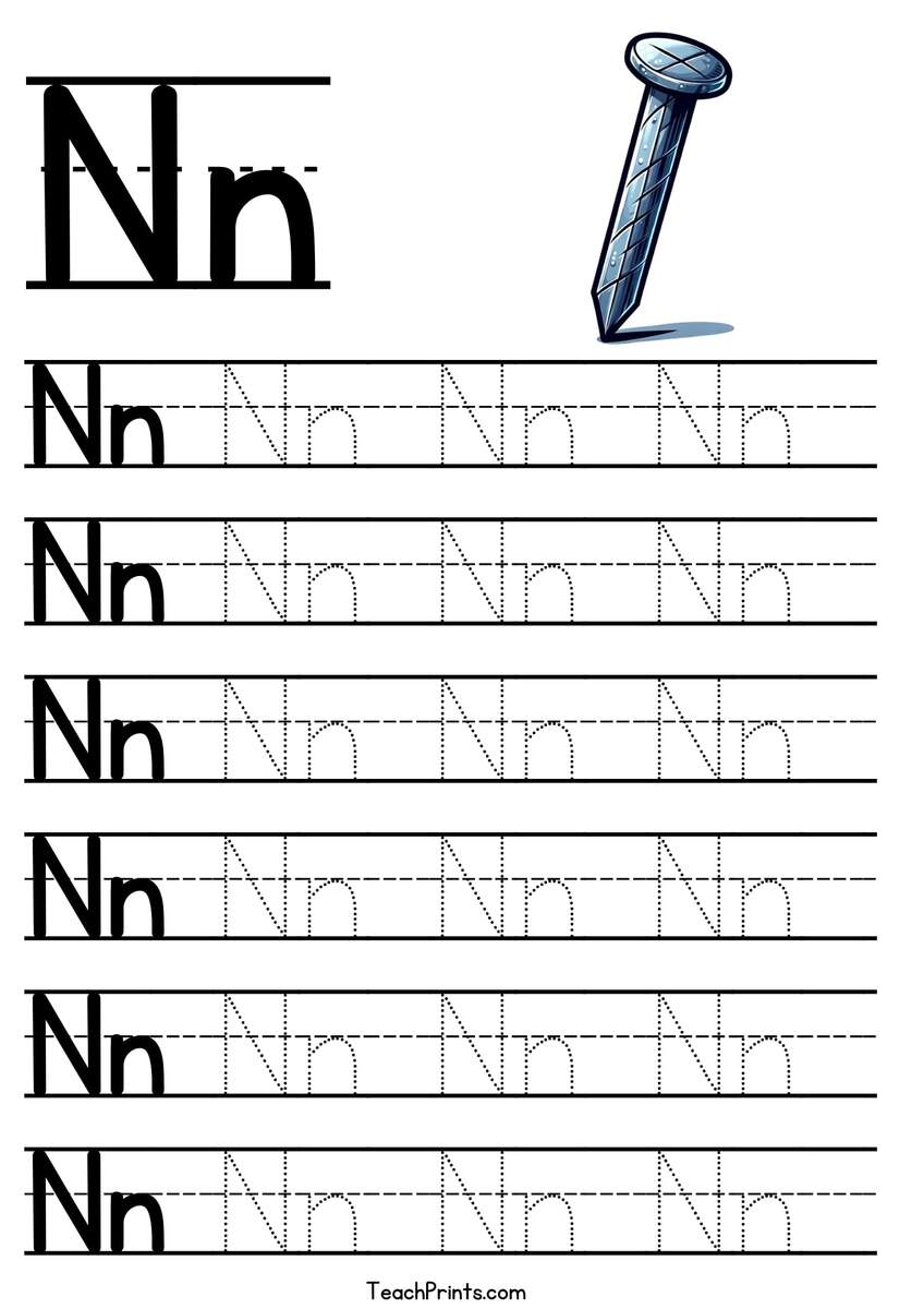 Free Letter N Tracing Worksheet Printable Mermaid Themed Sly Spoon