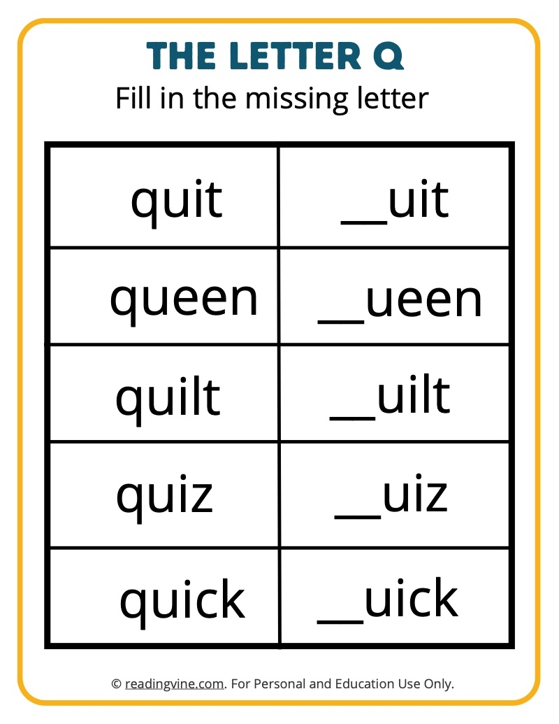 Letter Q Worksheets For Preschool Free Printable