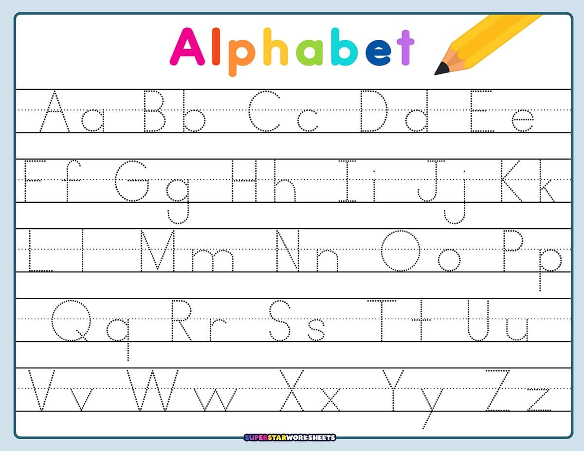 Letter Tracing Worksheets Superstar Worksheets 26 Printable Worksheets Trace The Letters Uppercase Lowercase A Z Preschool Kindergarten Made By Teachers