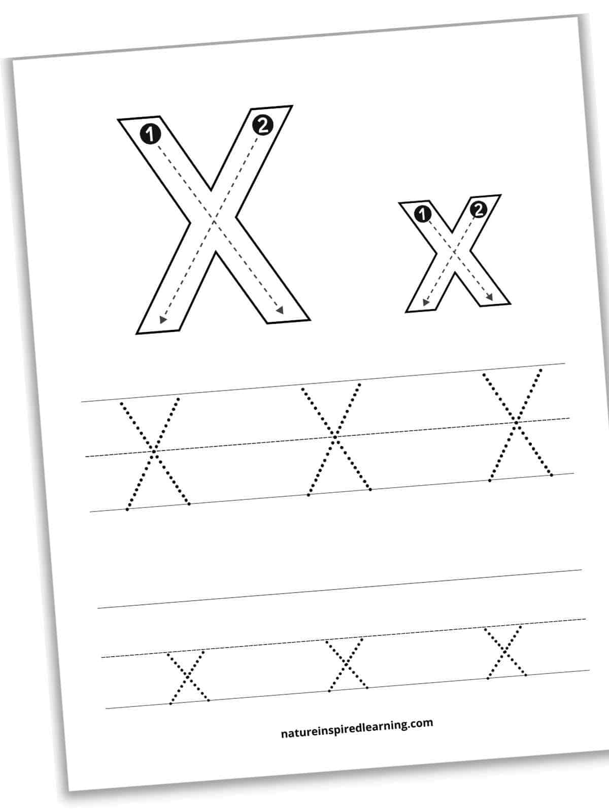 Letter X Tracing Worksheets Nature Inspired Learning